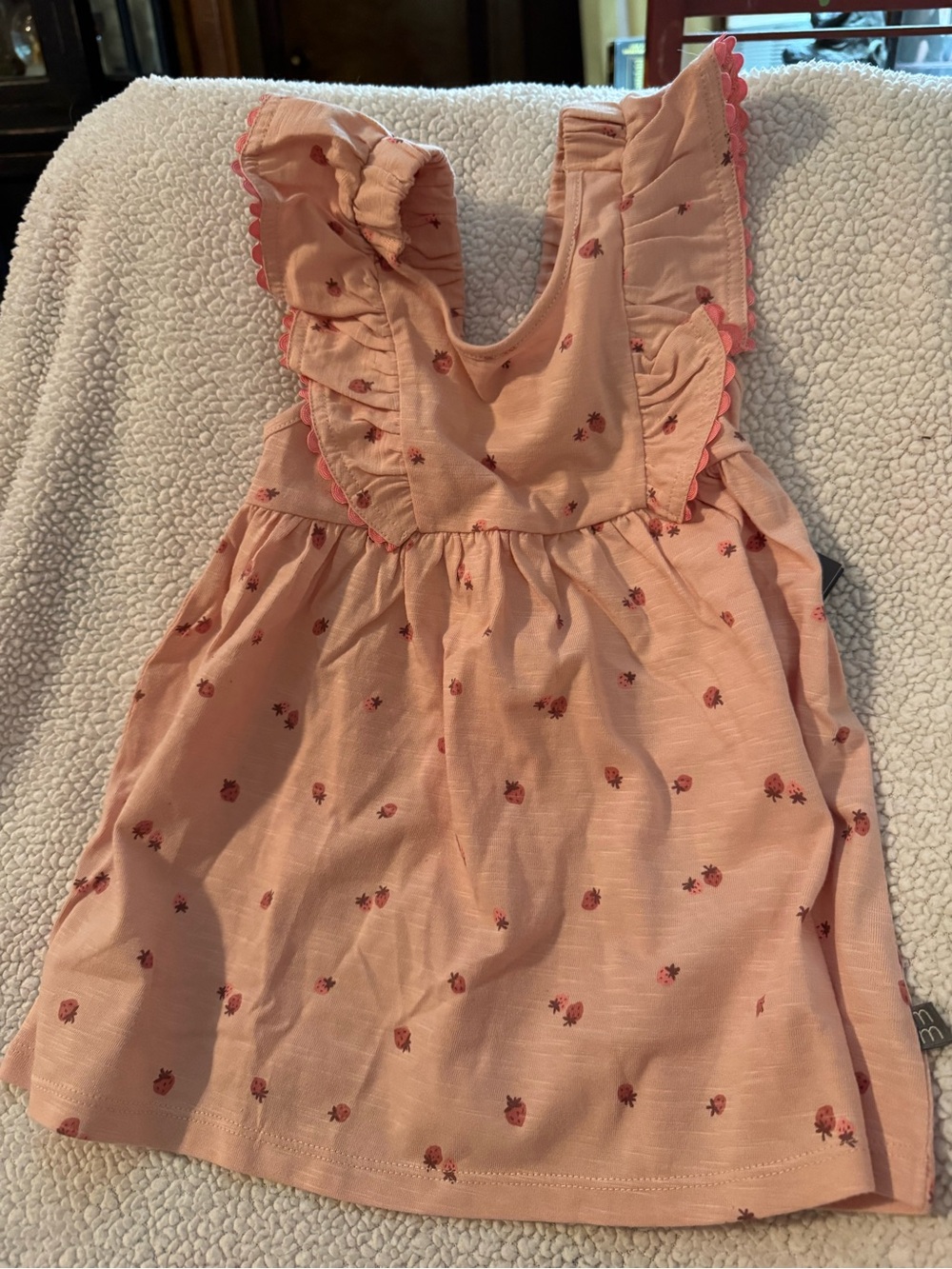 Girls Pink Ruffle Sundress with Strawberry Print Size 18 M C3 NWT